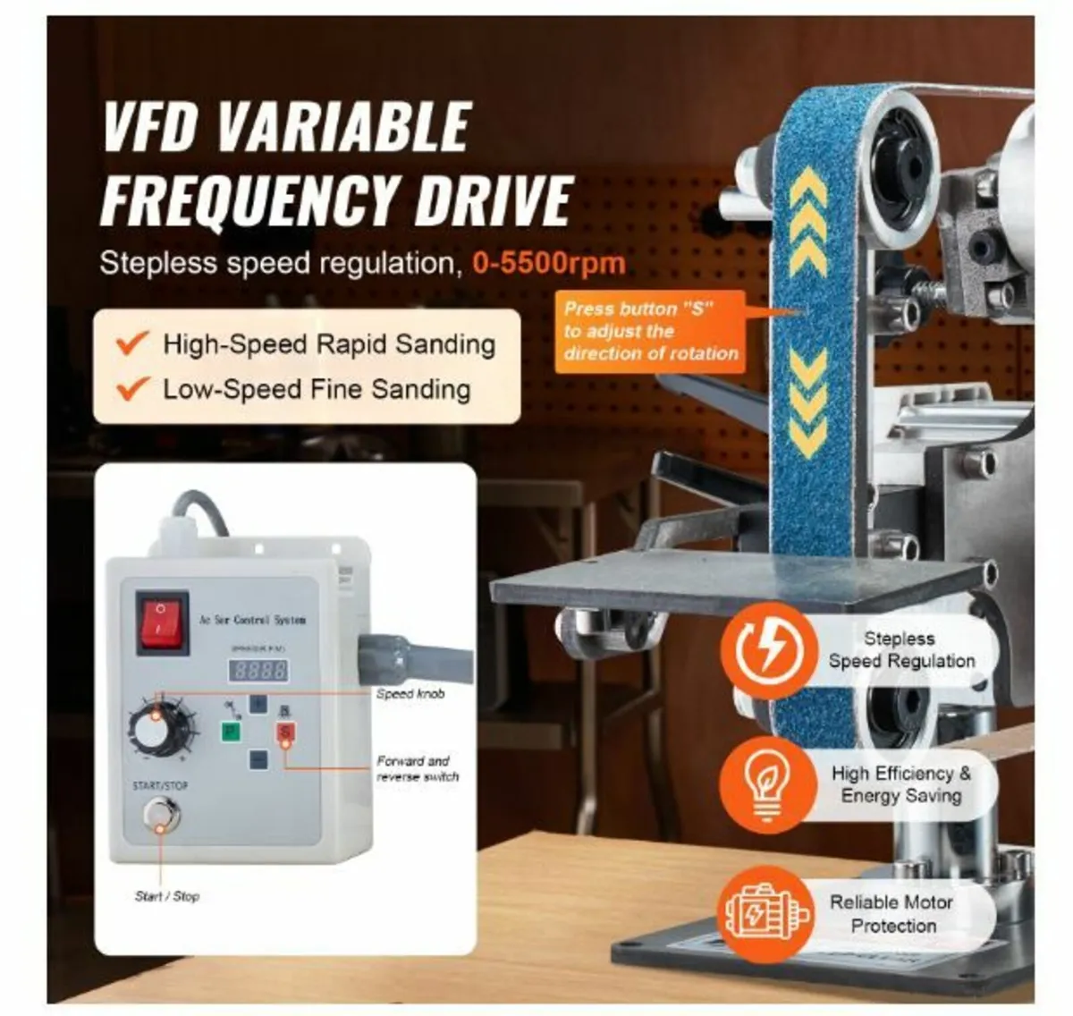 Belt Grinder Sander 30 x 1-Inch Variable Speed - Image 4