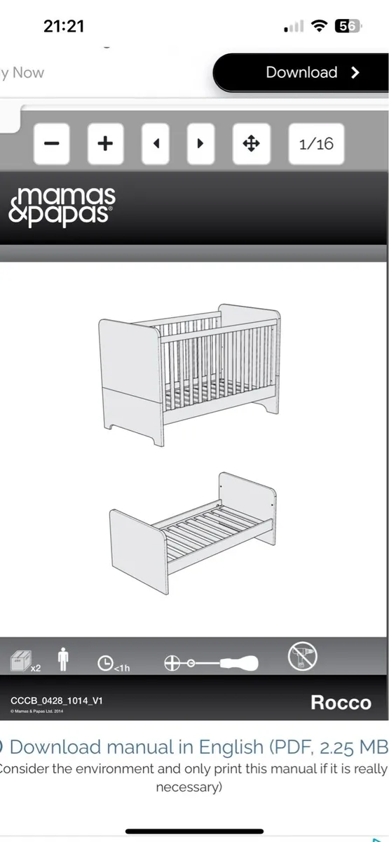 Mamas & Papas Cot/Bed - Image 2