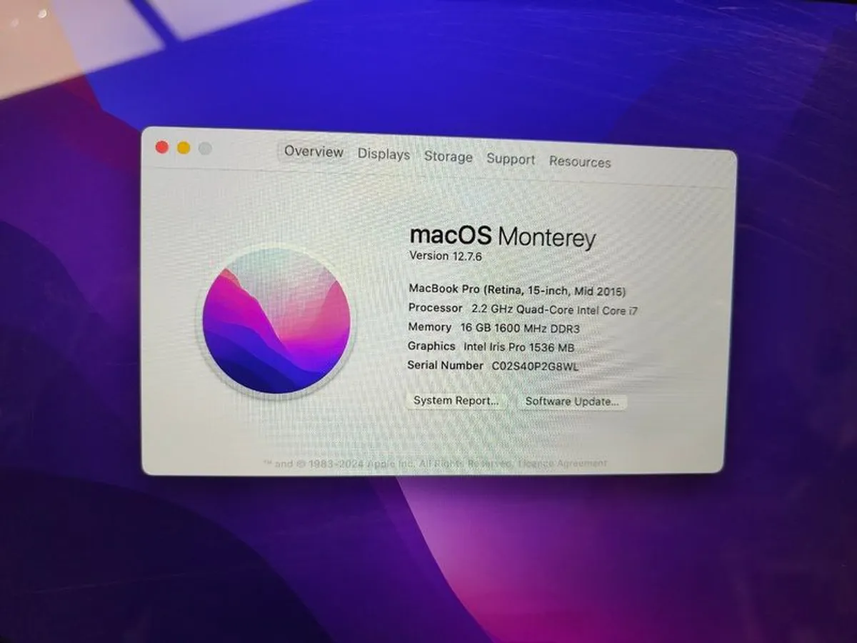 Apple Macbook Pro 15" (Mid 2015) A1398 Retina i7 2.2GHz 16GB Ram 512GB SSD Silver (Has New Battery) - Image 4