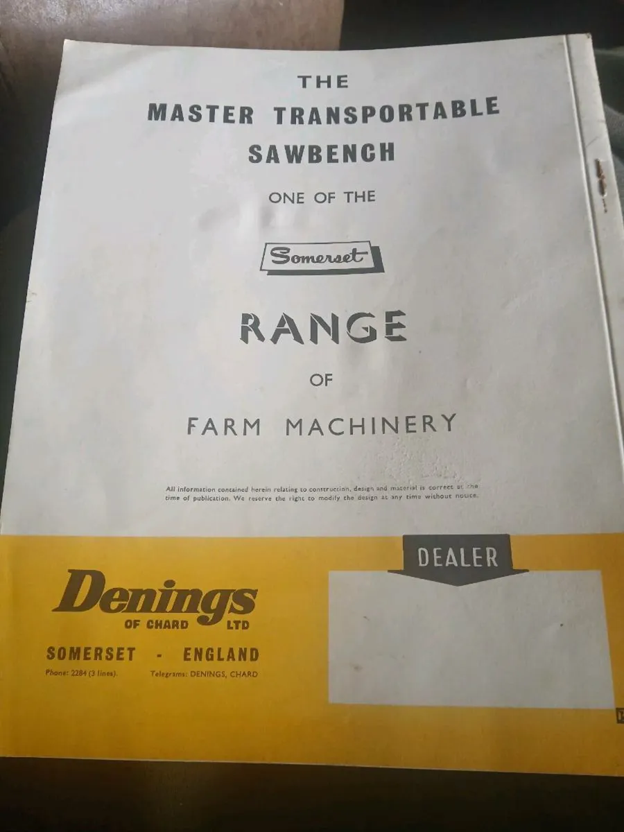Somerset sawbench parts manual c.1950 - Image 2