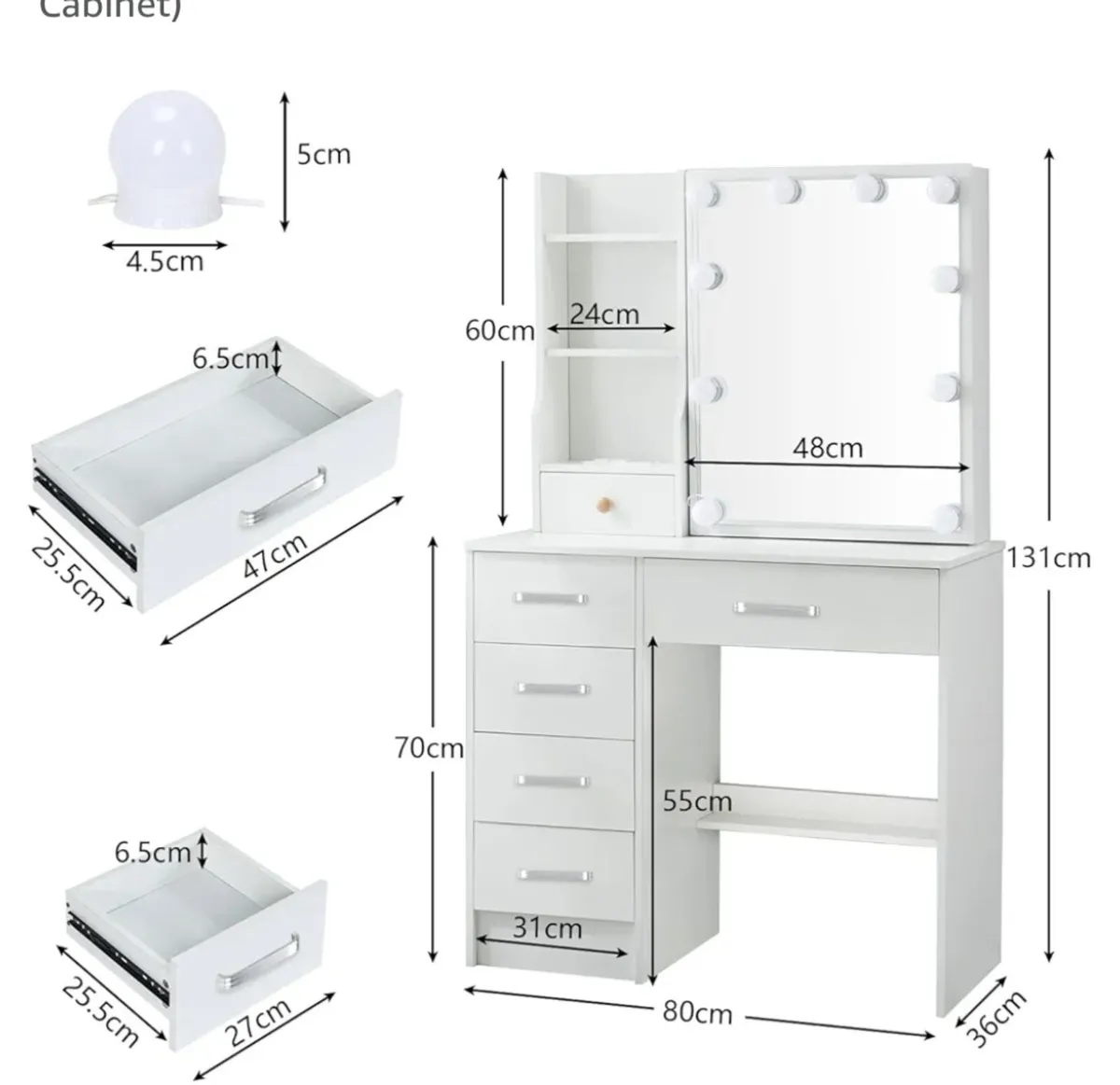 Vanity table with Hollywood mirror - Image 1