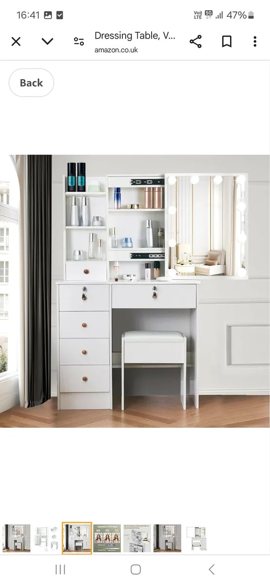 Vanity table with Hollywood mirror - Image 2
