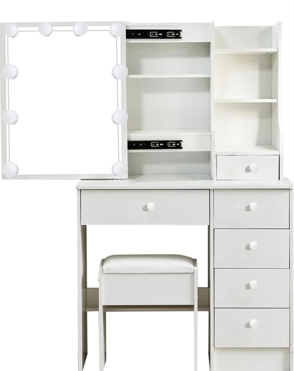 Vanity table with Hollywood mirror - Image 4