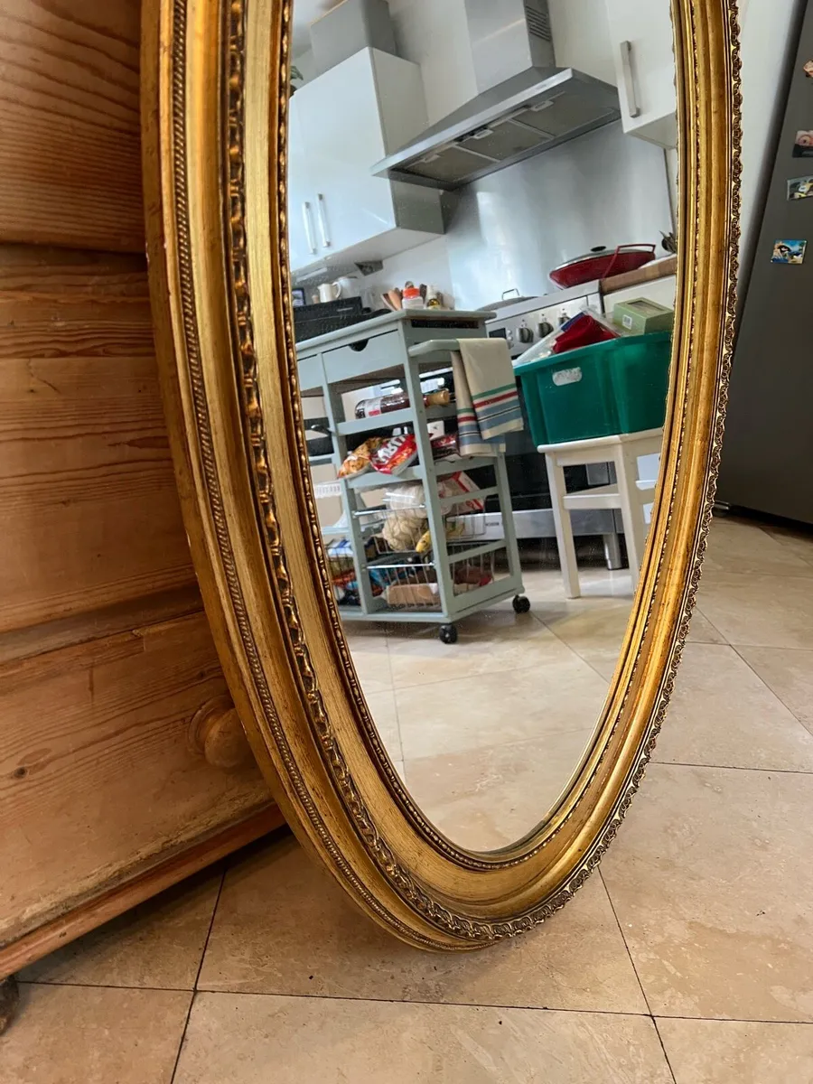 Vintage gilt mirror oval - Image 2