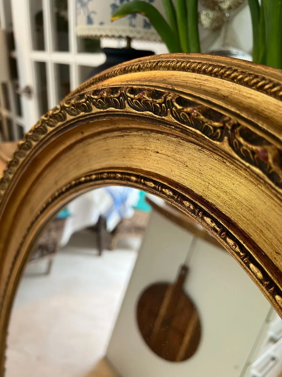 Vintage gilt mirror oval - Image 3
