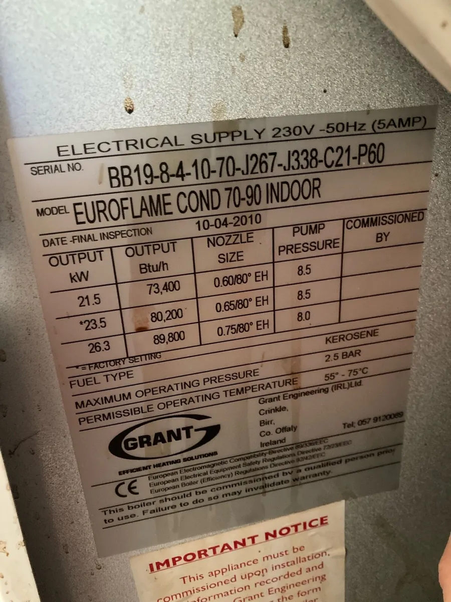 ‘Grant Euroflame’ Condensing Indoor Oil Boiler - Image 2