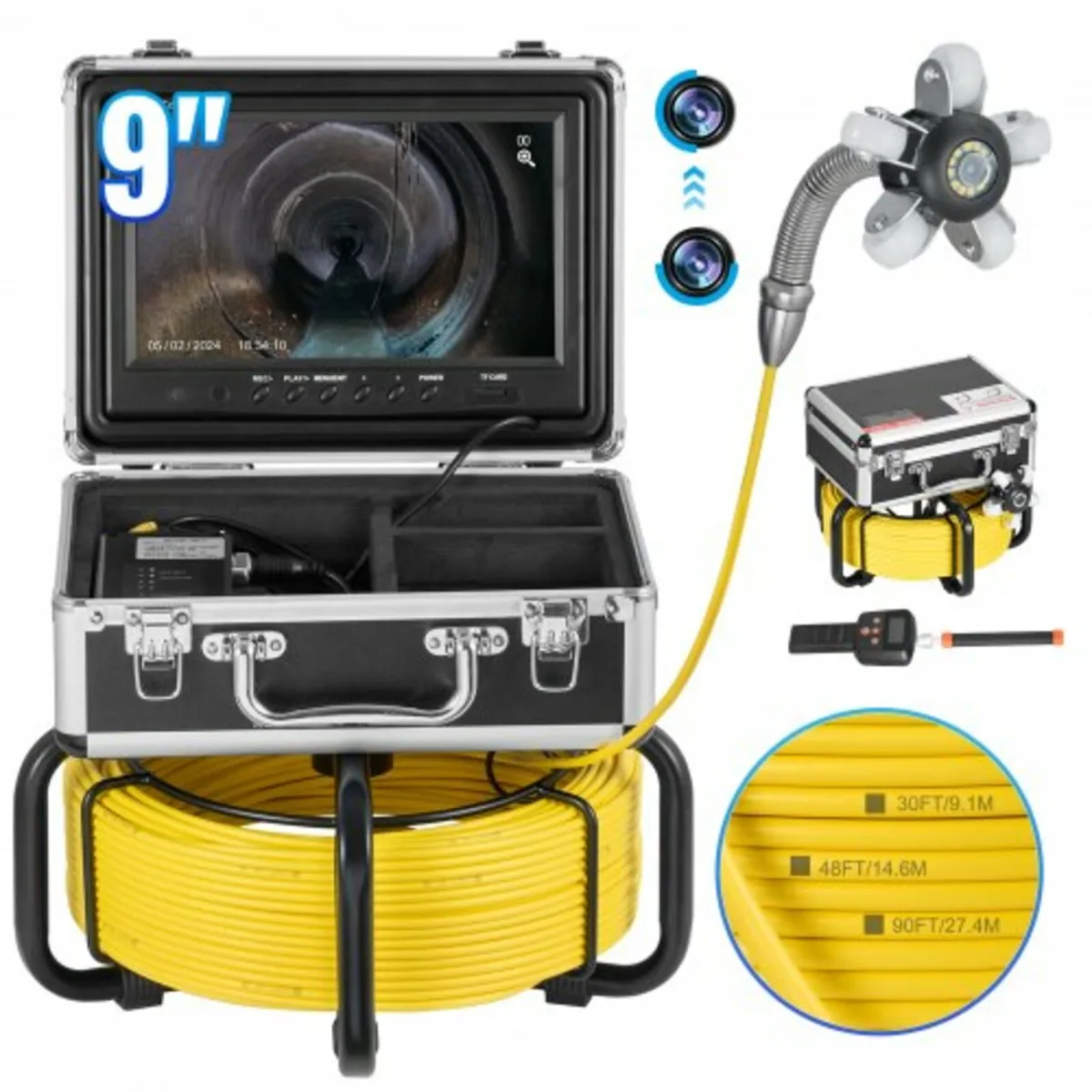 Sewer Camera 98 ft/30 m Self-Leveling Drain Duct C - Image 1