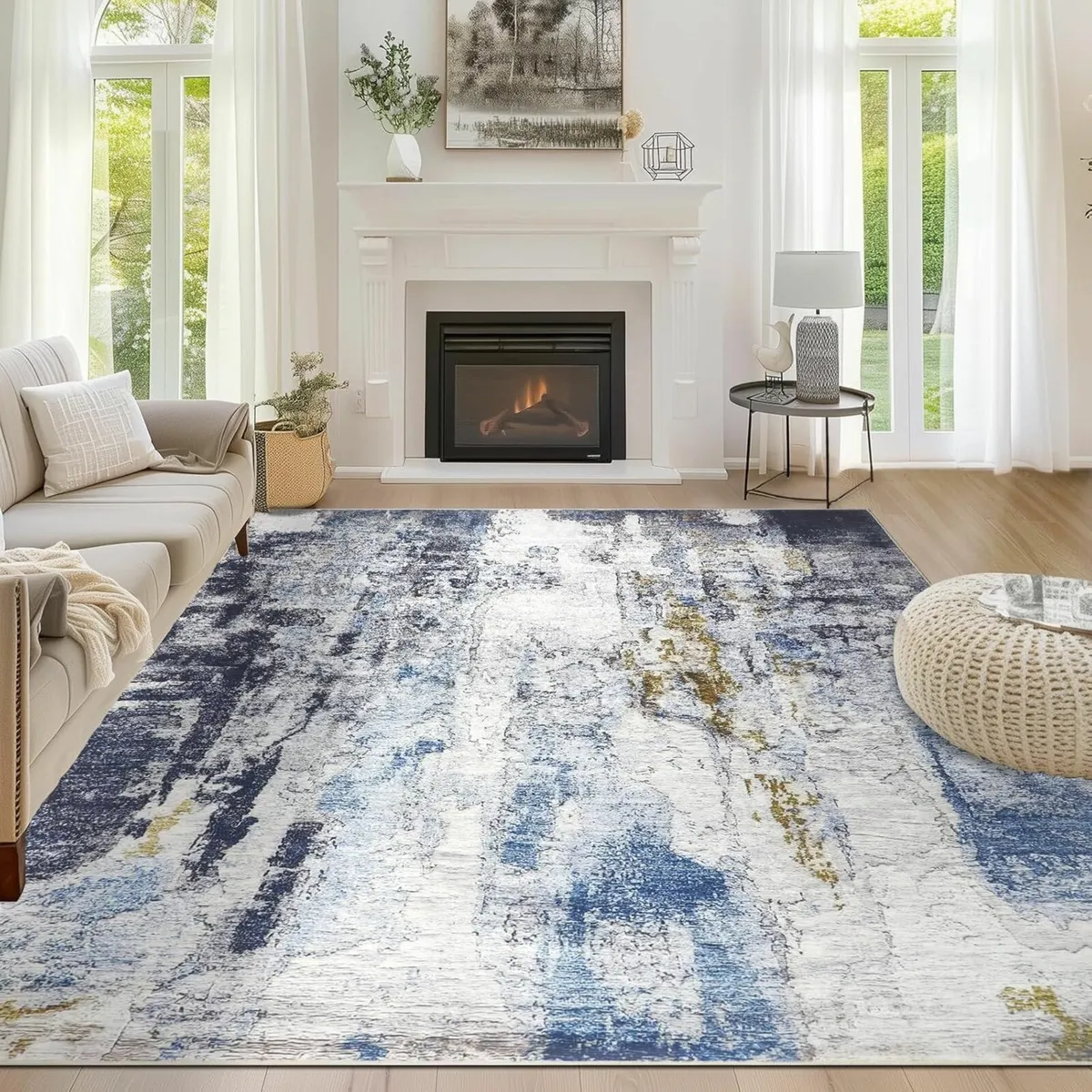 Modern Rugs Living Room Large 160x230cm Grey/Blue - Image 1