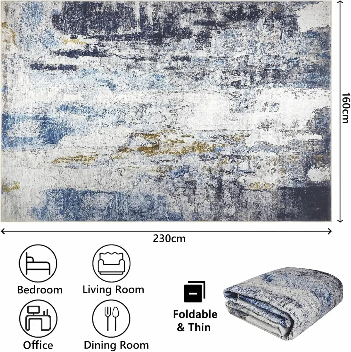 Modern Rugs Living Room Large 160x230cm Grey/Blue - Image 3