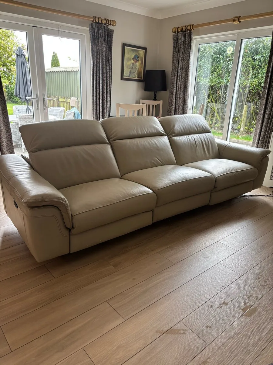 Cream leather couch - Image 2