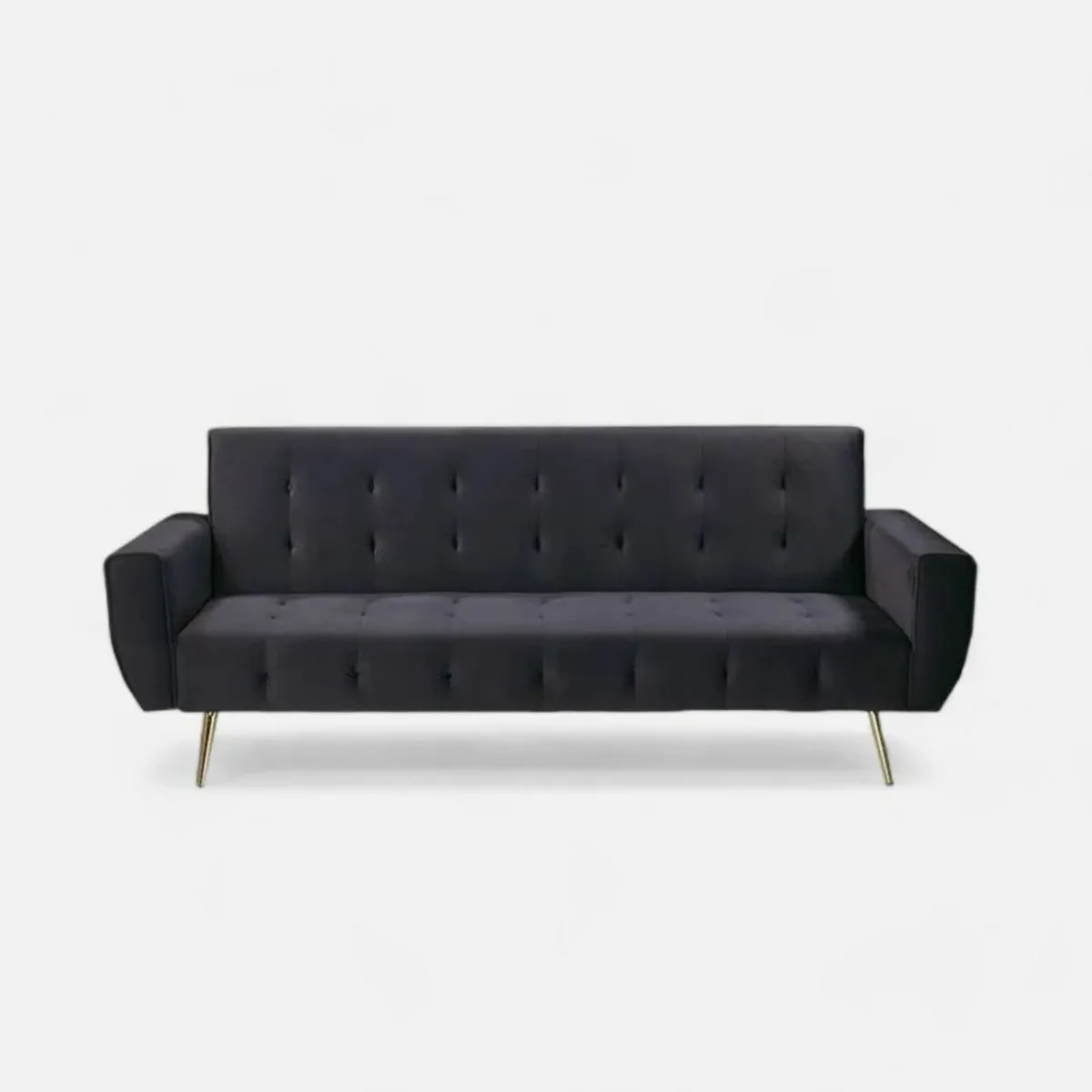 Black Sofa Bed with Golden Legs - Image 2