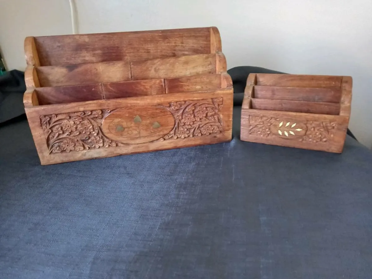 Hand Carved Letter Holders - Image 1