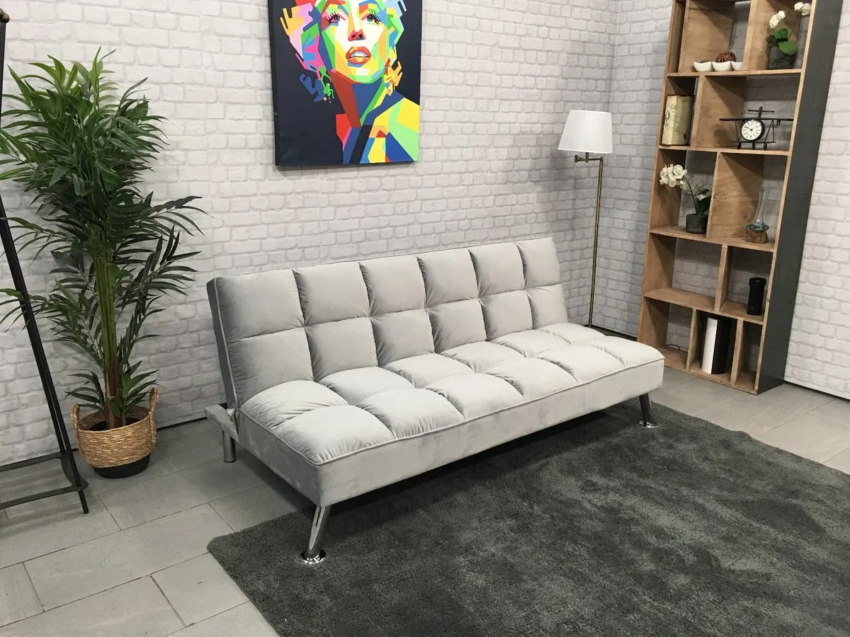 Light grey Folding 3-Seater Sofa Bed. - Image 1