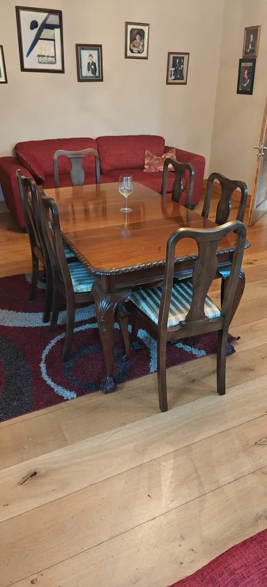 Dining room table and 6 chairs (ornate) - Image 1