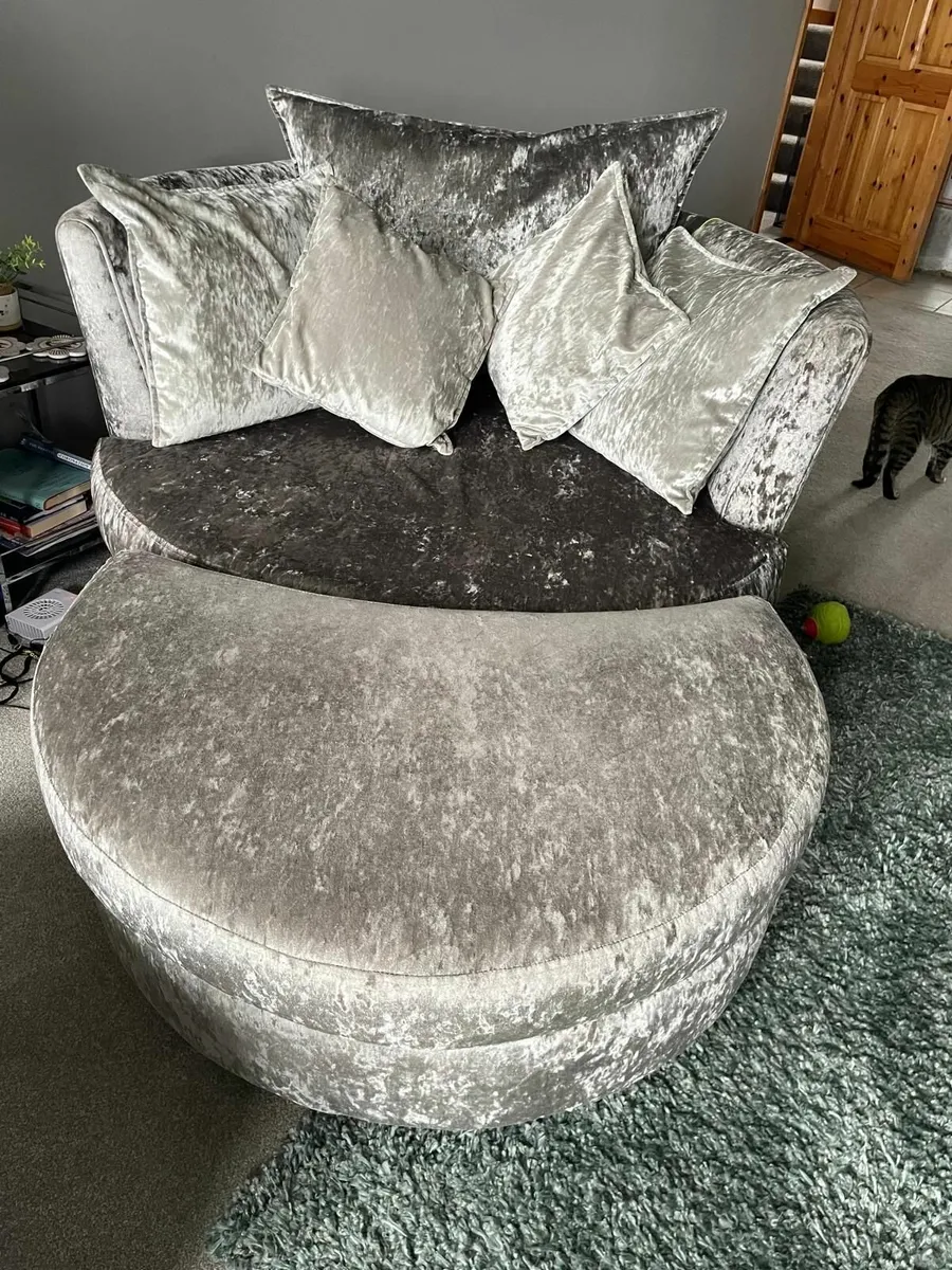 Love chair grey crushed velvet swivelling chair
