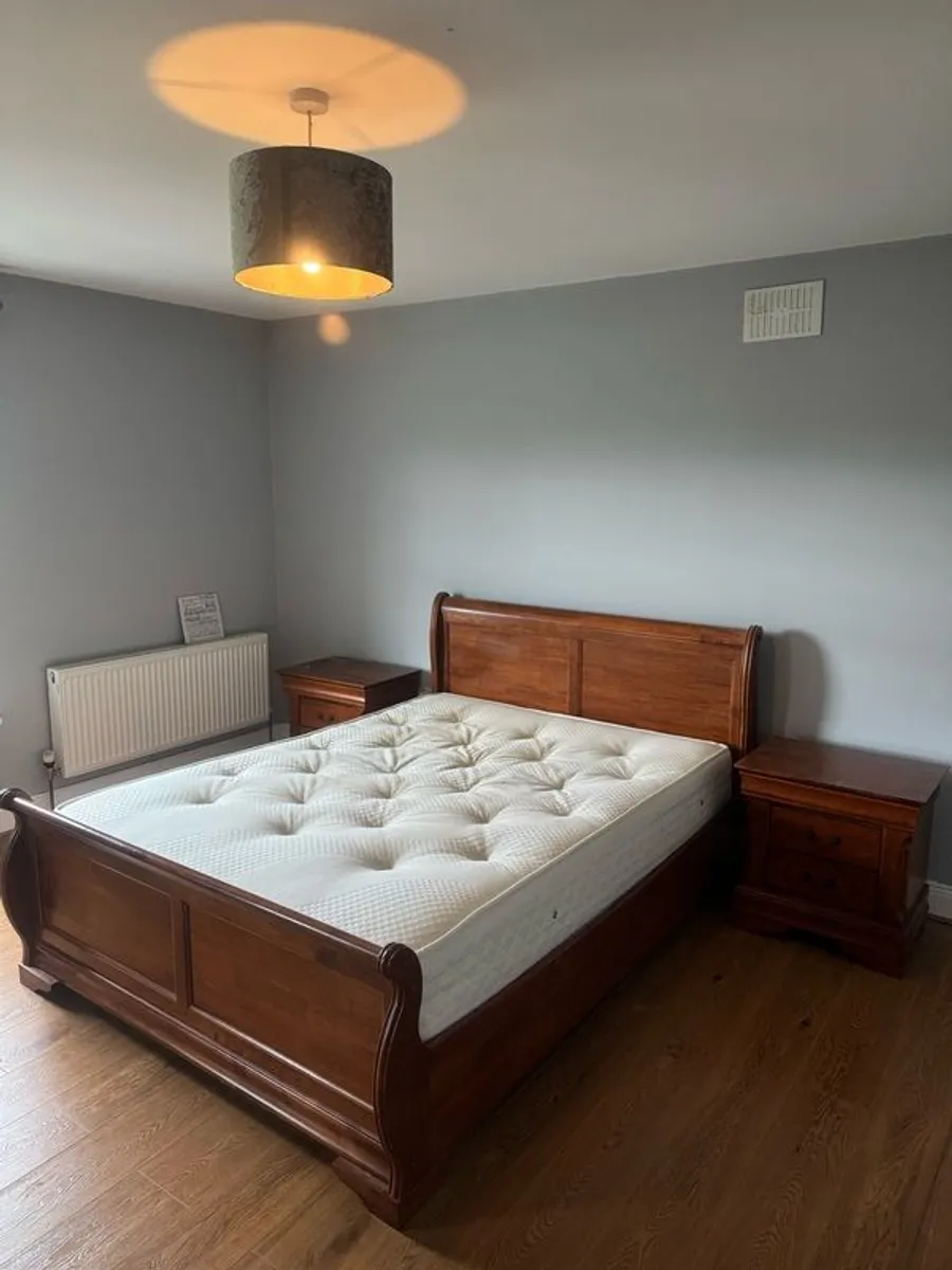 Solid Wood Bed Frame (King) + Side Lockers - Image 1