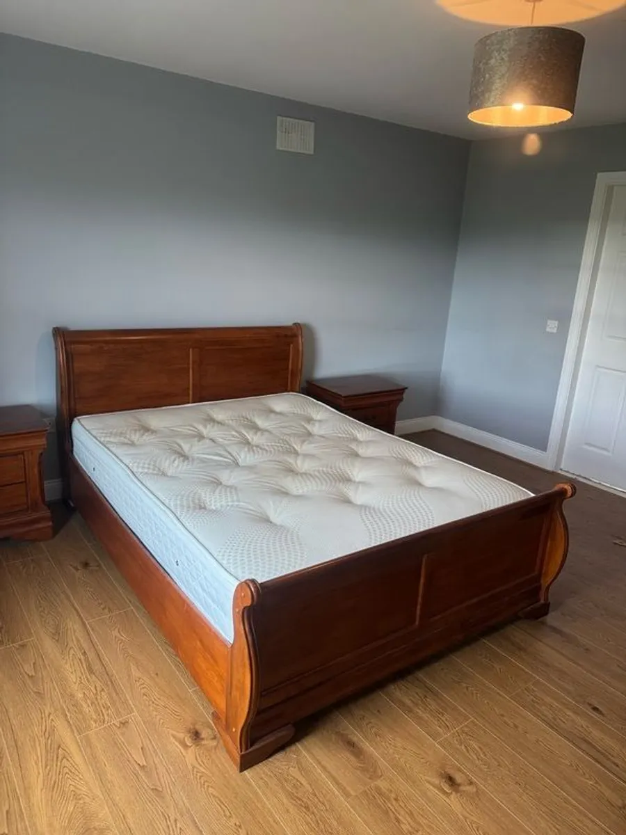 Solid Wood Bed Frame (King) + Side Lockers - Image 2