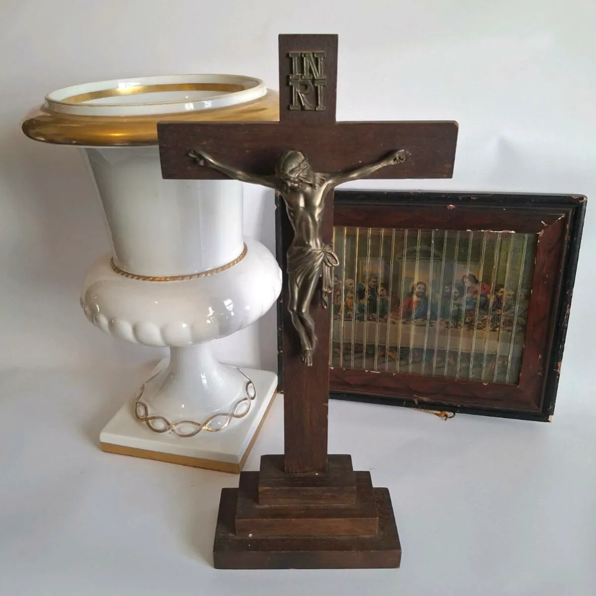 Vintage Wooden Crucifix with Metal Corpus - Image 1
