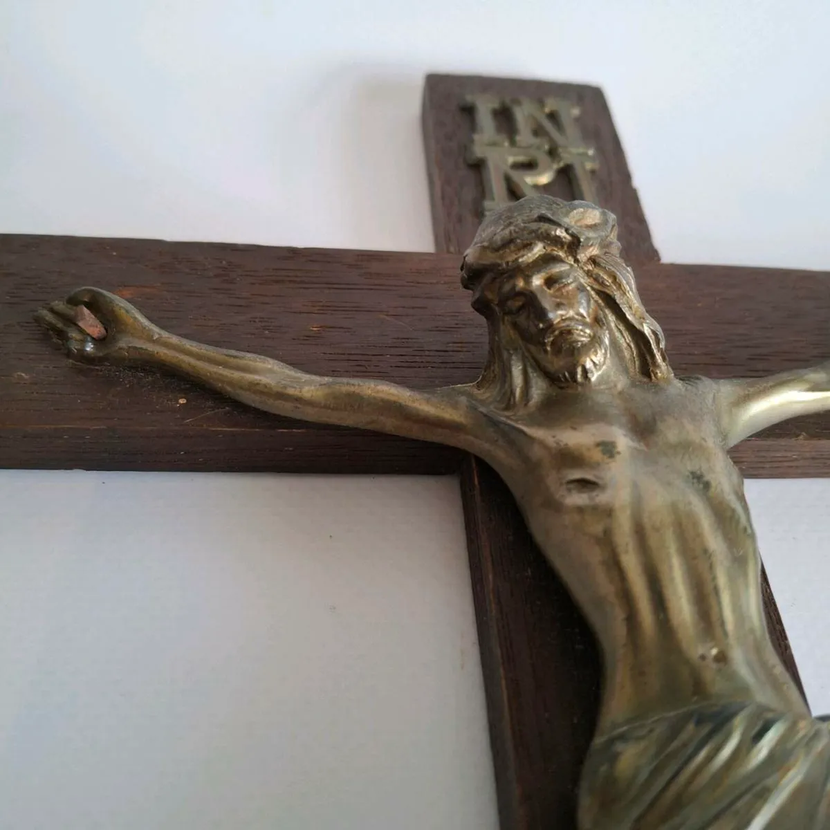 Vintage Wooden Crucifix with Metal Corpus - Image 2