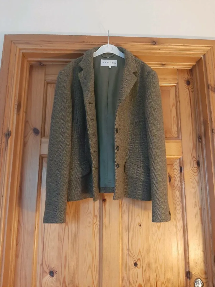 Vintage 80's herringbone wave wool short jacket - Image 1