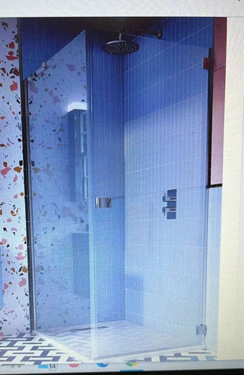 NEW-800mm Hinged Shower Door X 1200 SIDE PANEL ENC - Image 1