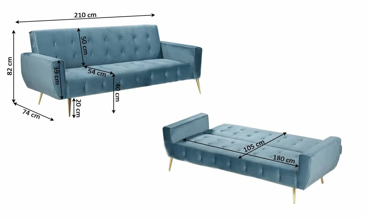 Green Sofa Bed with Golden Legs - Image 4