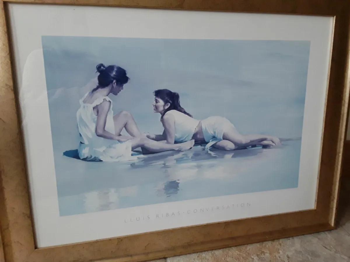 Lovely large picture two girls on the beach - Image 4