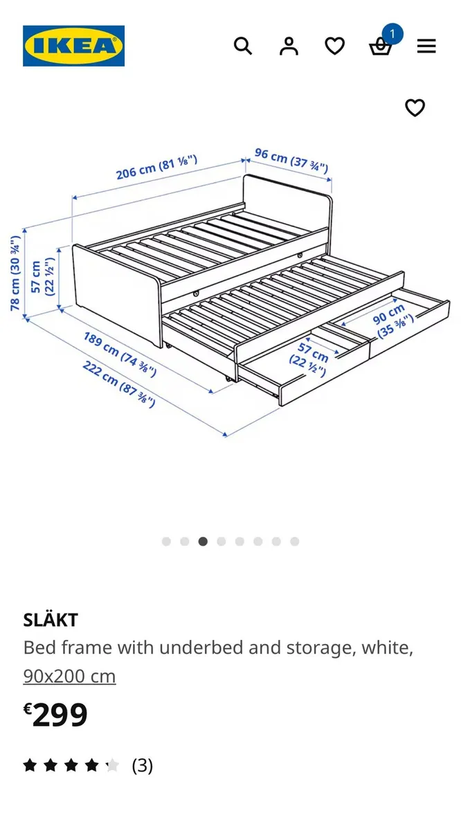 IKEA bed frame with under bed and mattress - Image 2