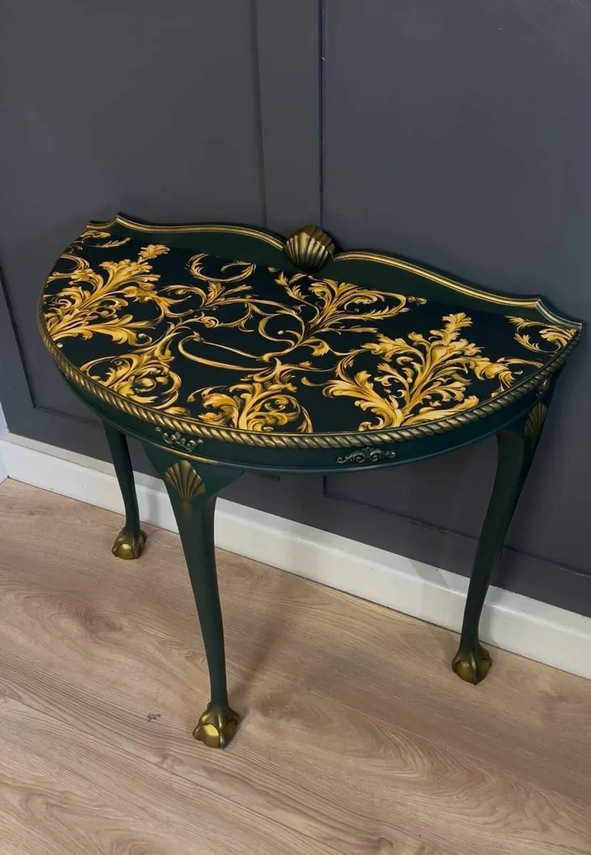 Golden Elegance Half-Moon Table - Image 2
