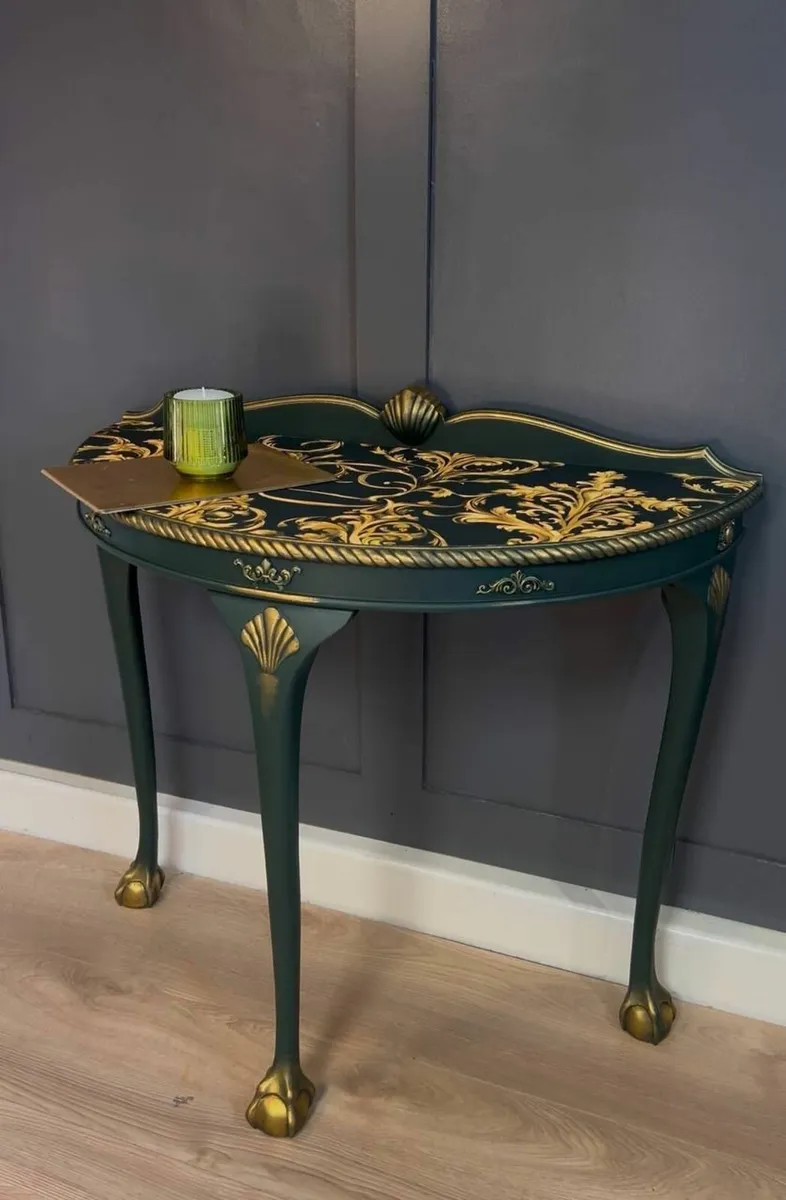 Golden Elegance Half-Moon Table - Image 3