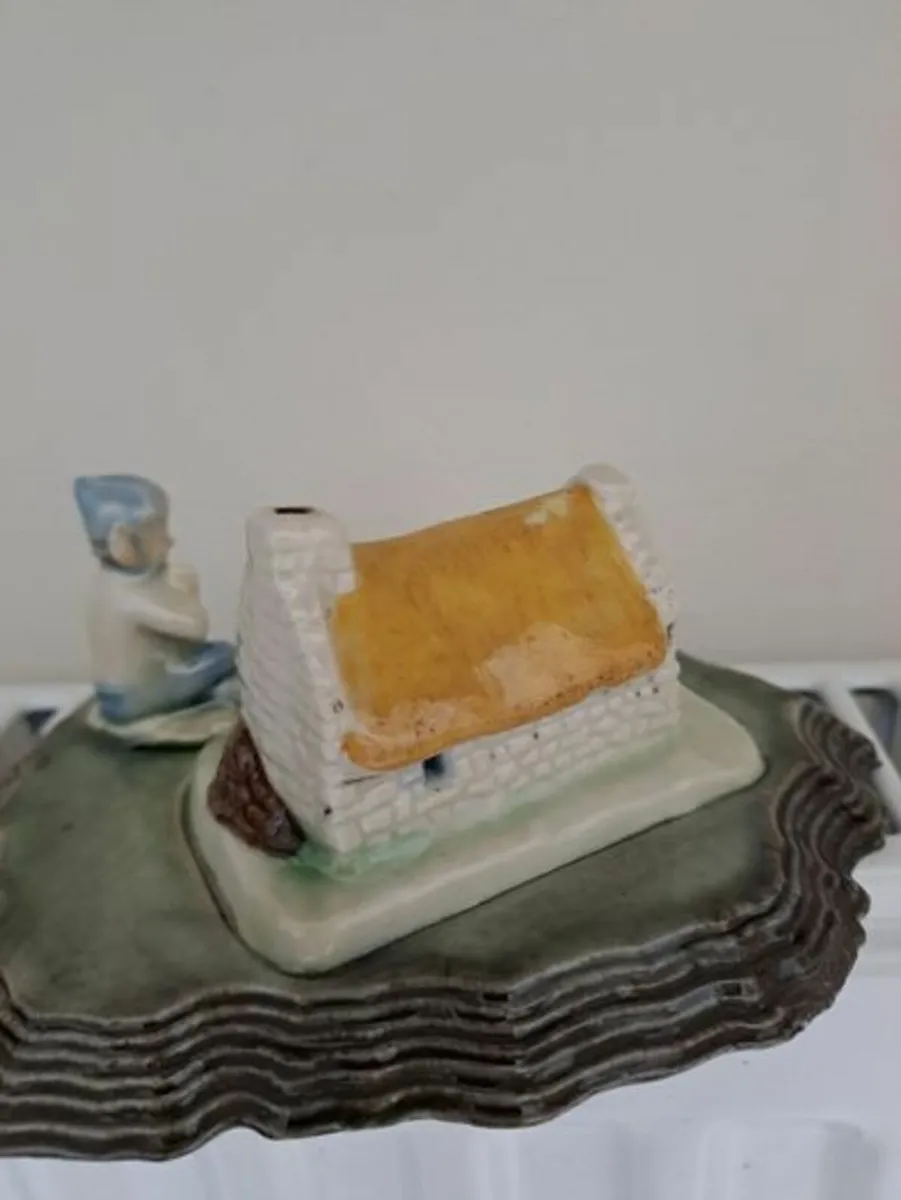 Vintage Shamrock Pottery leprechaun and cottage - Image 2