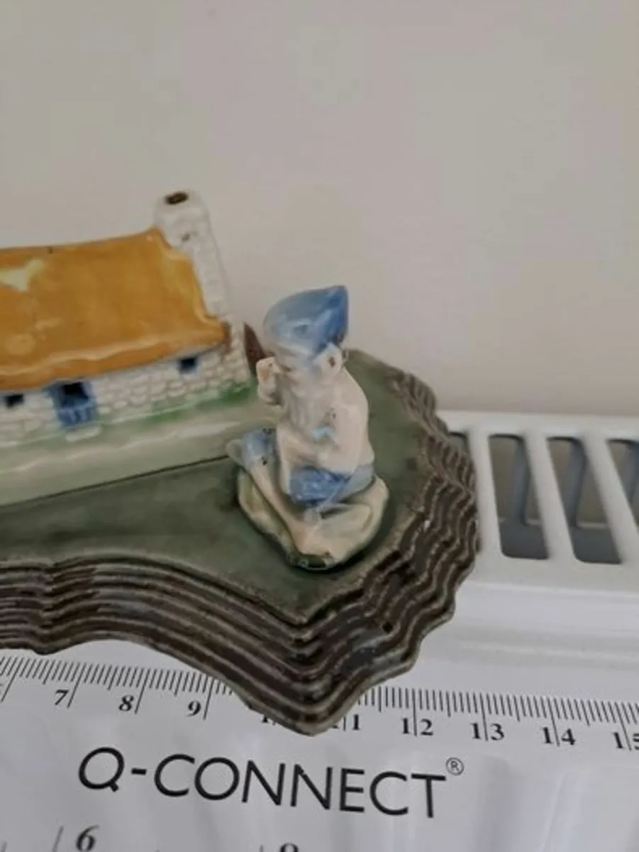 Vintage Shamrock Pottery leprechaun and cottage - Image 3