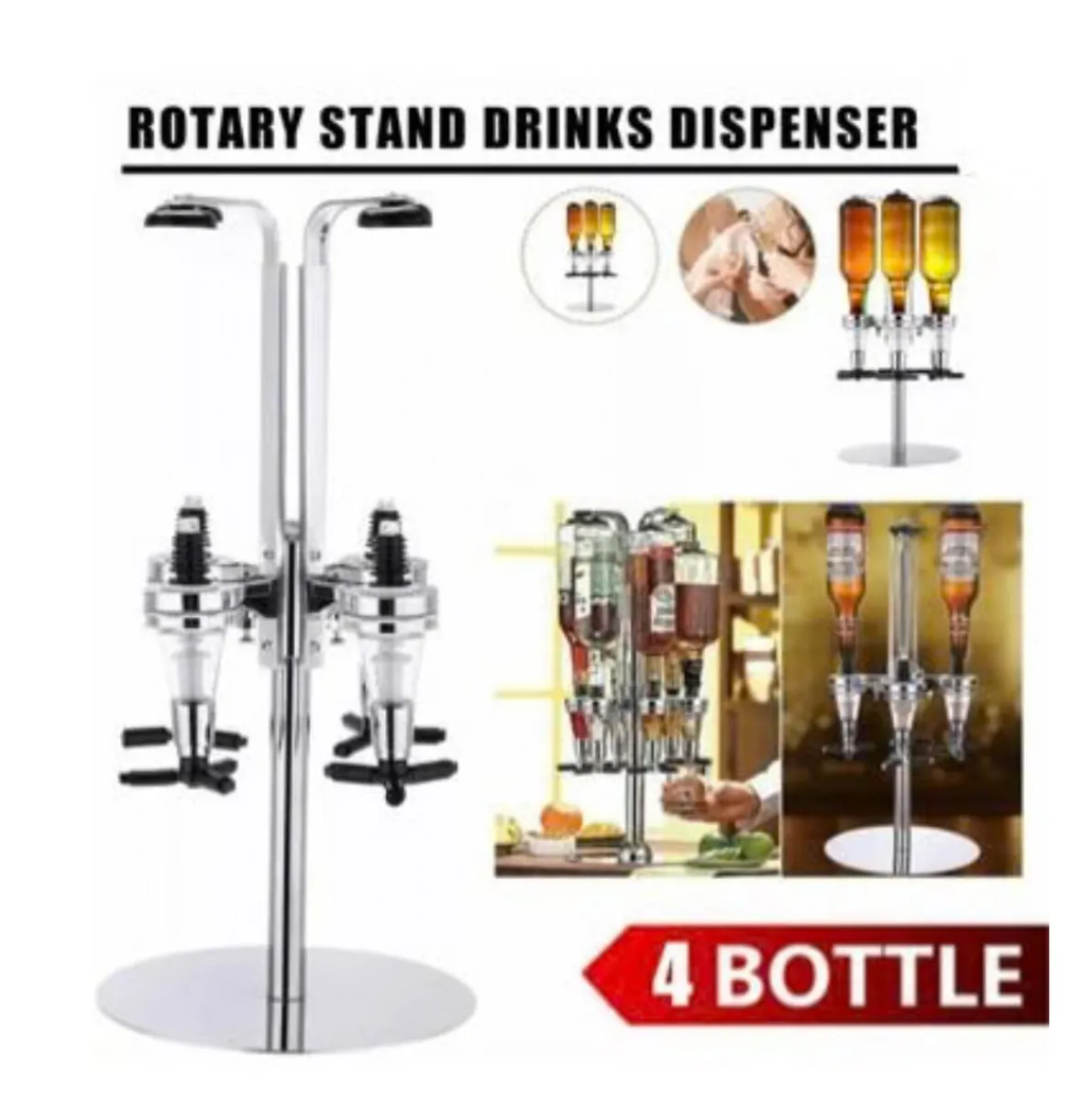 NEW 4Bottle Rotary Home Bar Drinks Optic Dispenser - Image 2