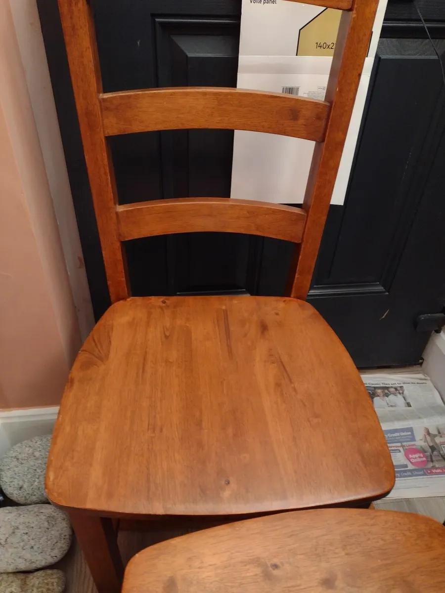 Very heavy solid Oak dining chairs - Image 4