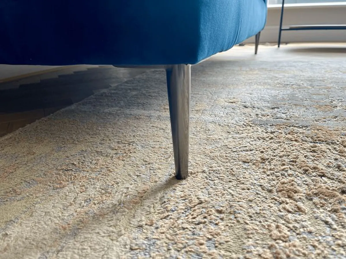 Navy Blue Velvet Two-Seater Sofa - Image 2