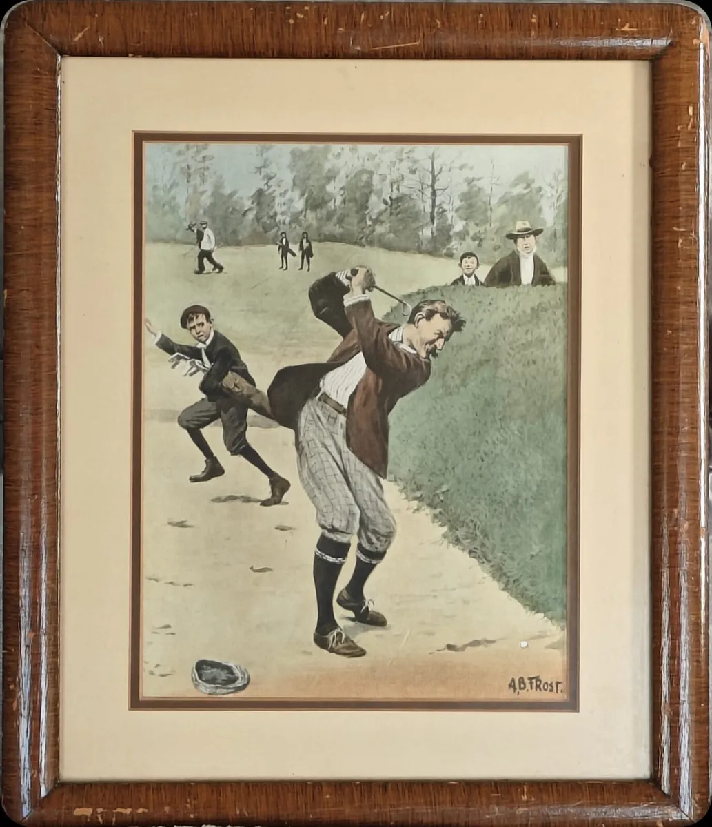 A.B. Frost Framed Golf Art Print, "Temper" - Image 1