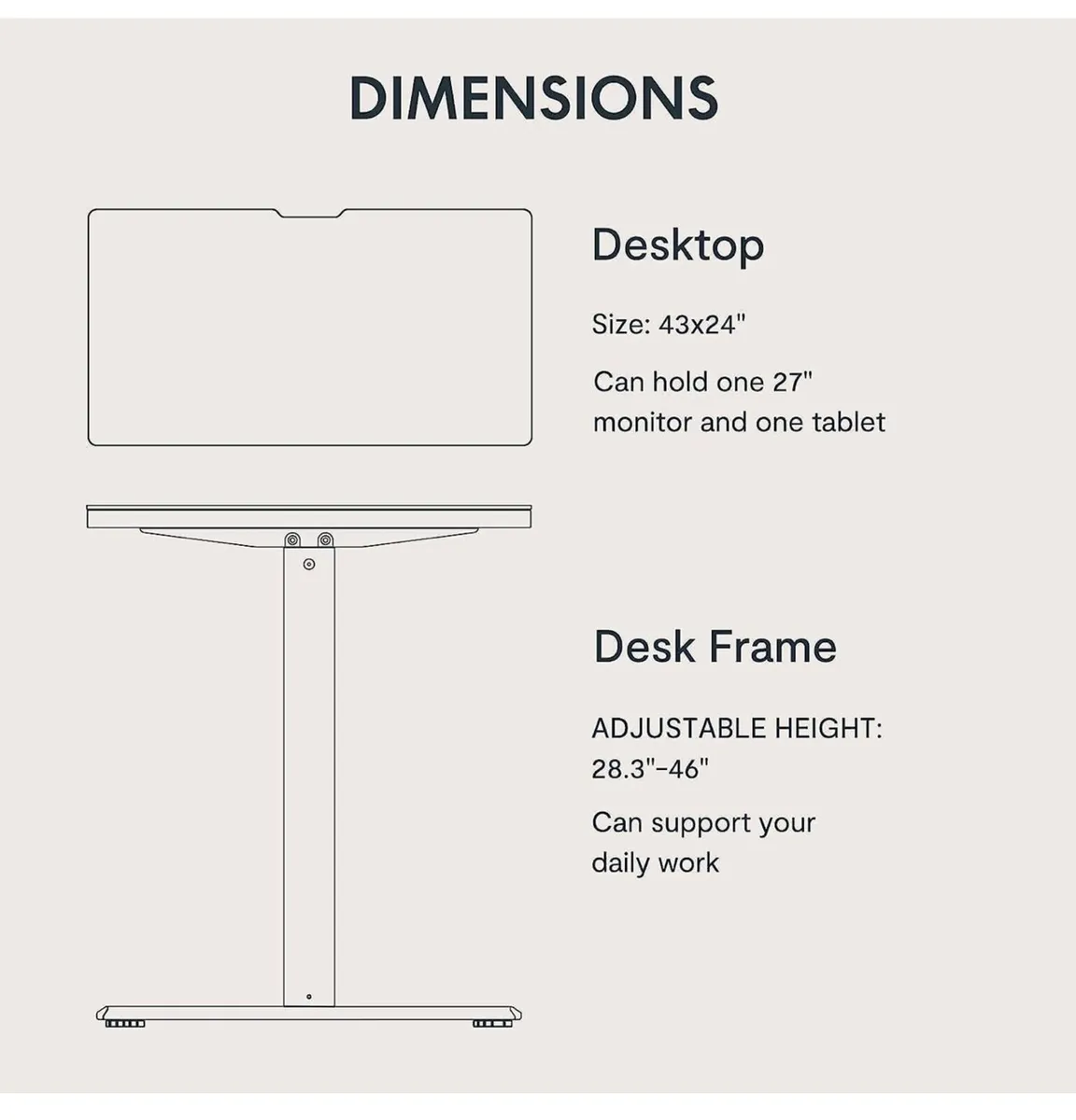110 x 60 Electric Standing Desk ONE PIECE - Image 2