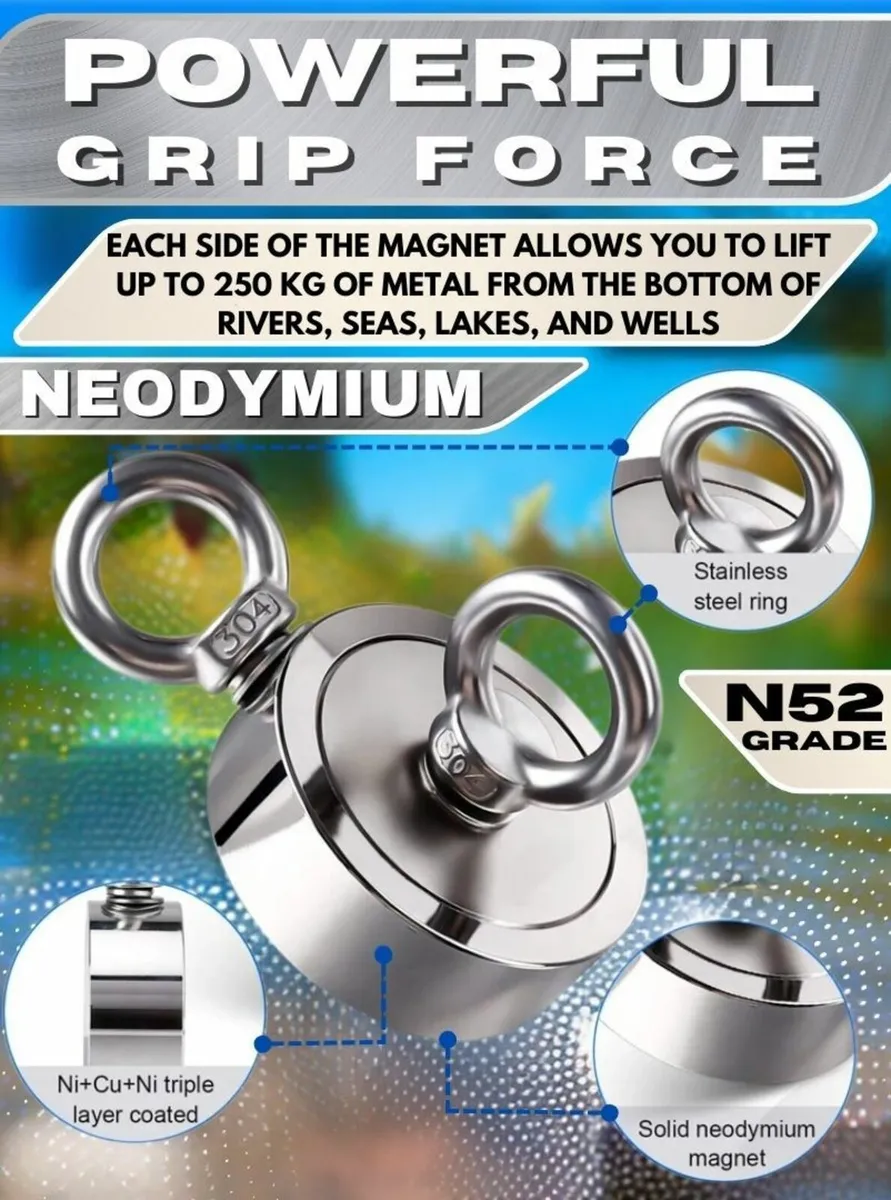Monster Strong Double Sided Magnet Fishing Kit D75 - Image 3