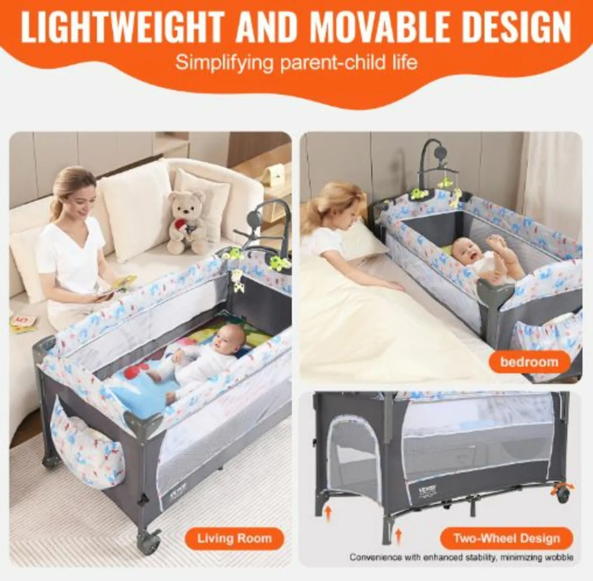 Baby Bassinet, 77 lbs Load Capacity, Easy to Fold - Image 3