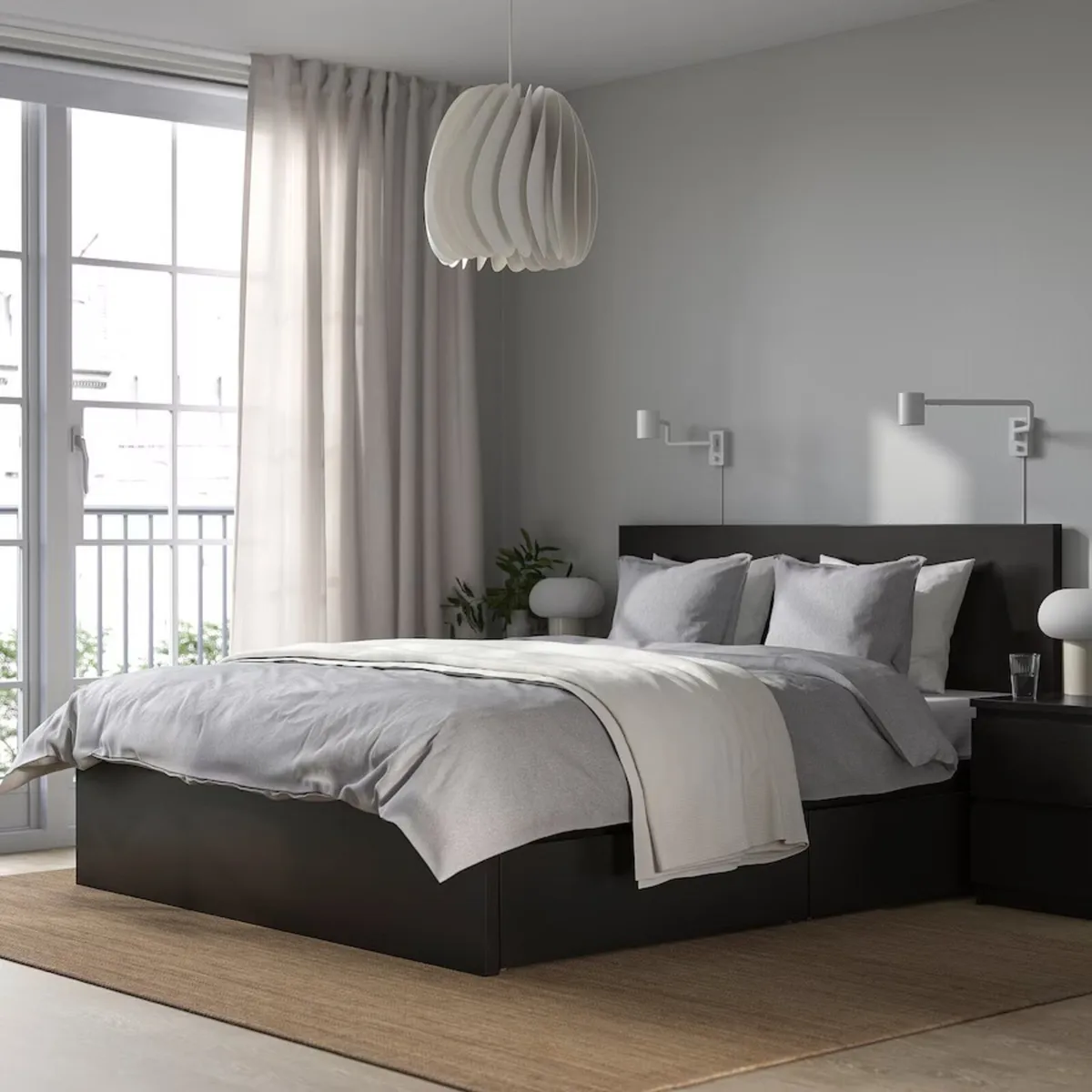 Malm IKEA king size bed with storage and mattress - Image 1