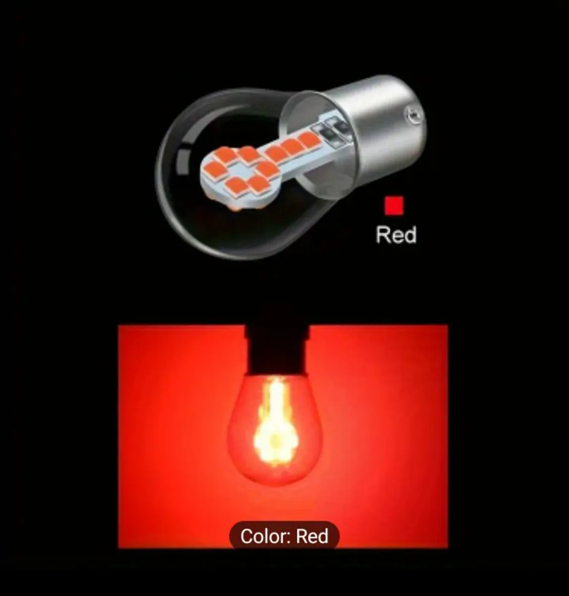 2 X Led bulbs BA15S P21W (RED) - Image 1