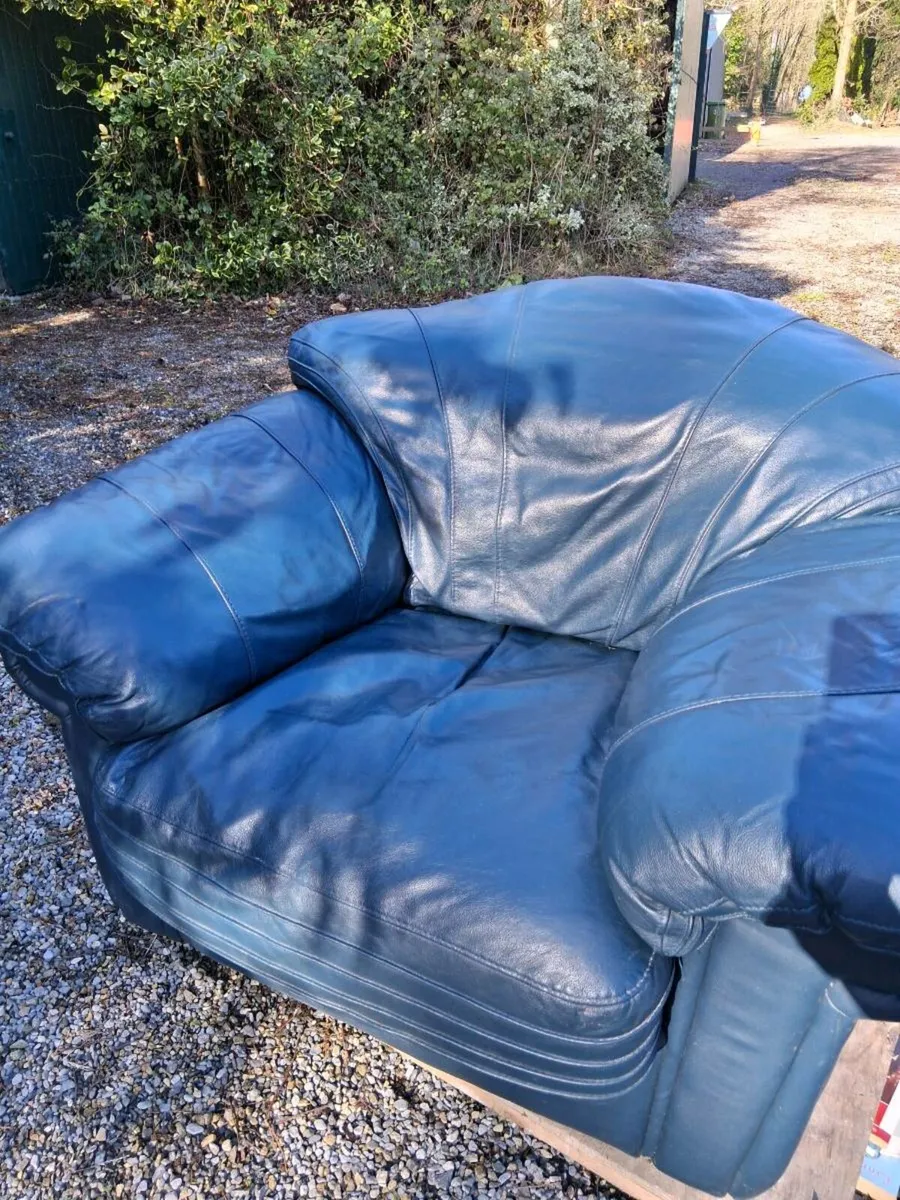 Navy Leather armchair - Image 1