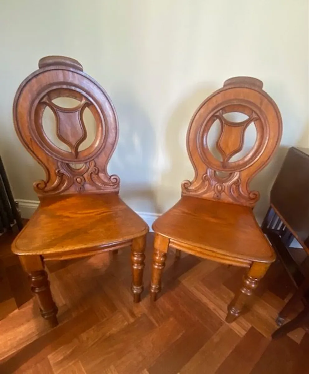 Antique Hall Chairs - Image 3