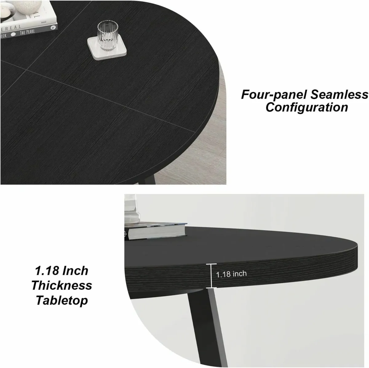 Black Round Dining Table Modern Wood Kitchen - Image 4