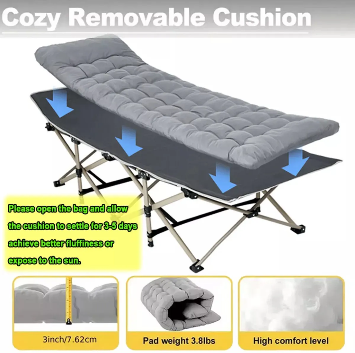 Portable Folding Bed with Mattress NEW - Image 2