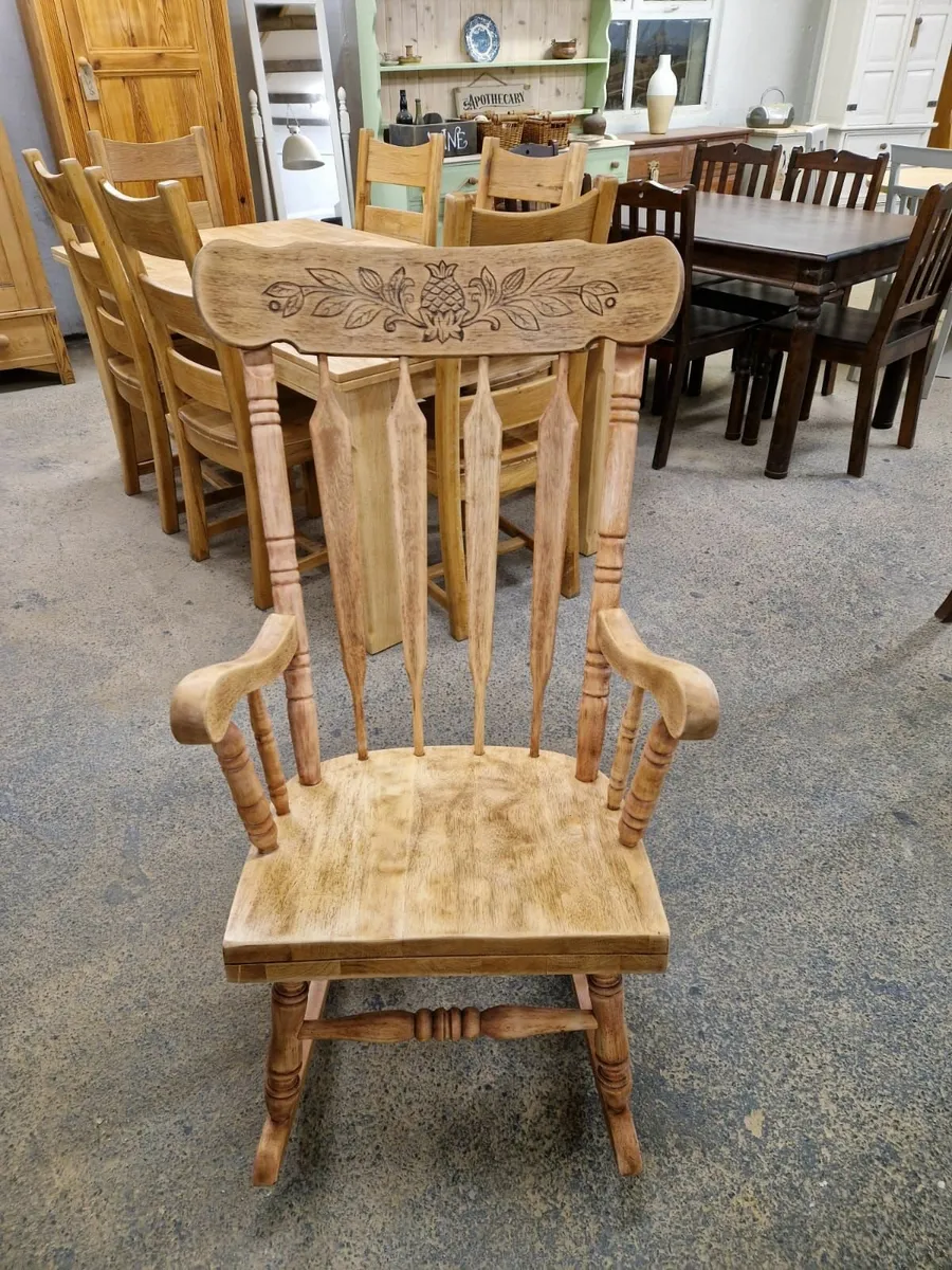 Vintage pressed back oak rocking chair - Image 3