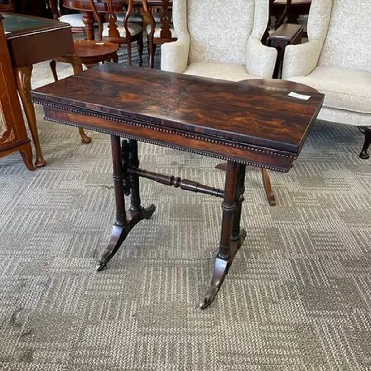 Regency rosewood lift & twist games card table. On
