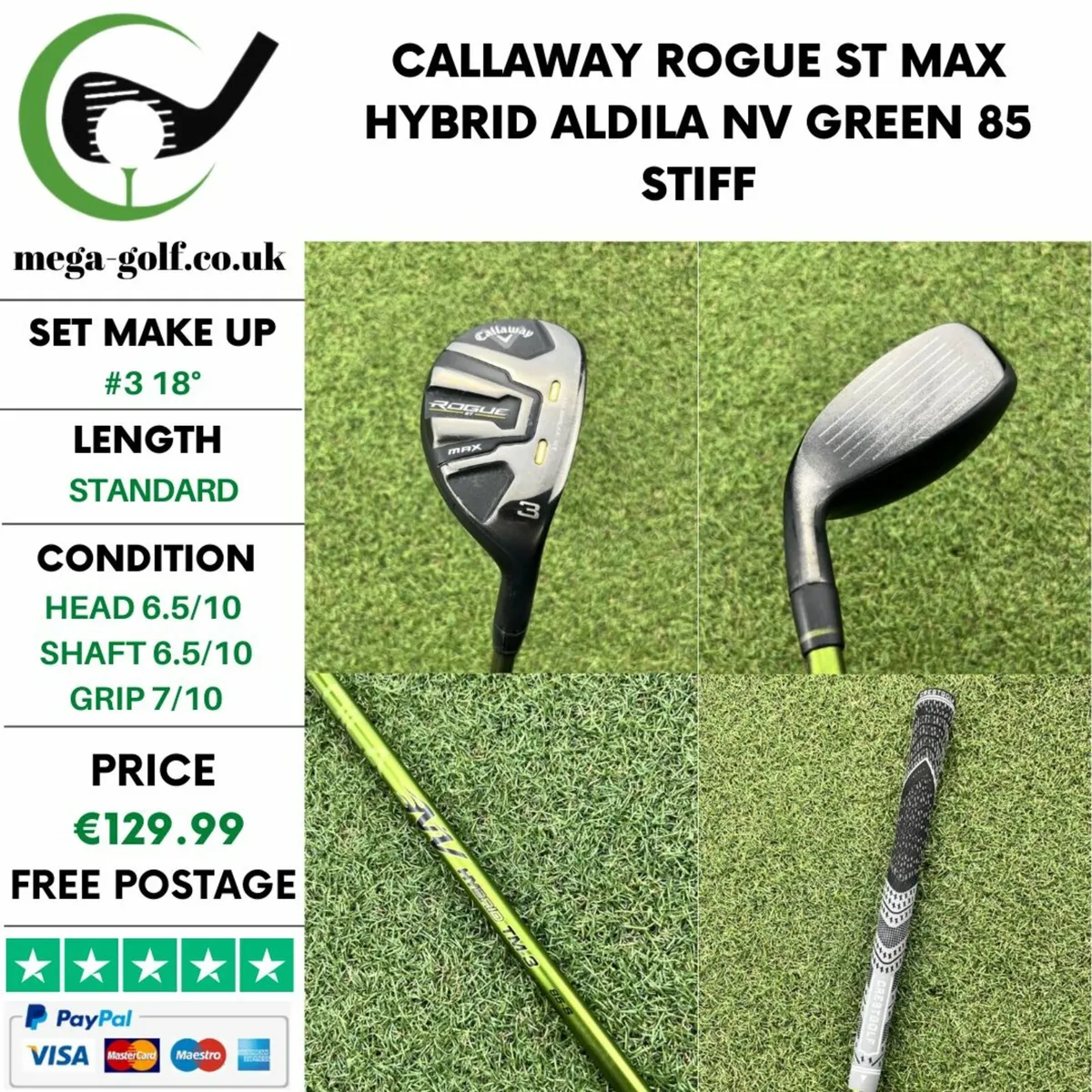 CALLAWAY ROGUE ST MAX HYBRID / #3 18° / STIFF - Image 1