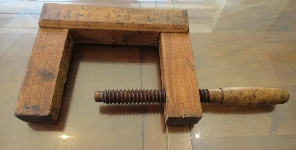 antique wooden screw clamp vintage tools carpenter - Image 1