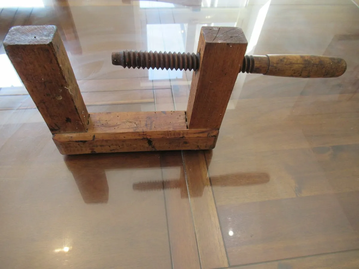 antique wooden screw clamp vintage tools carpenter - Image 2